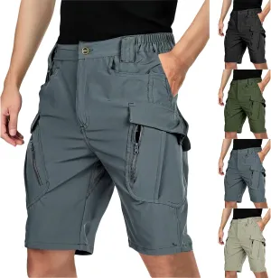 Men's Tactical Cargo Shorts Quick Dry Outdoor Stretch Hiking Shorts Breathable Elastic Waist Pant with Multi Pockets
