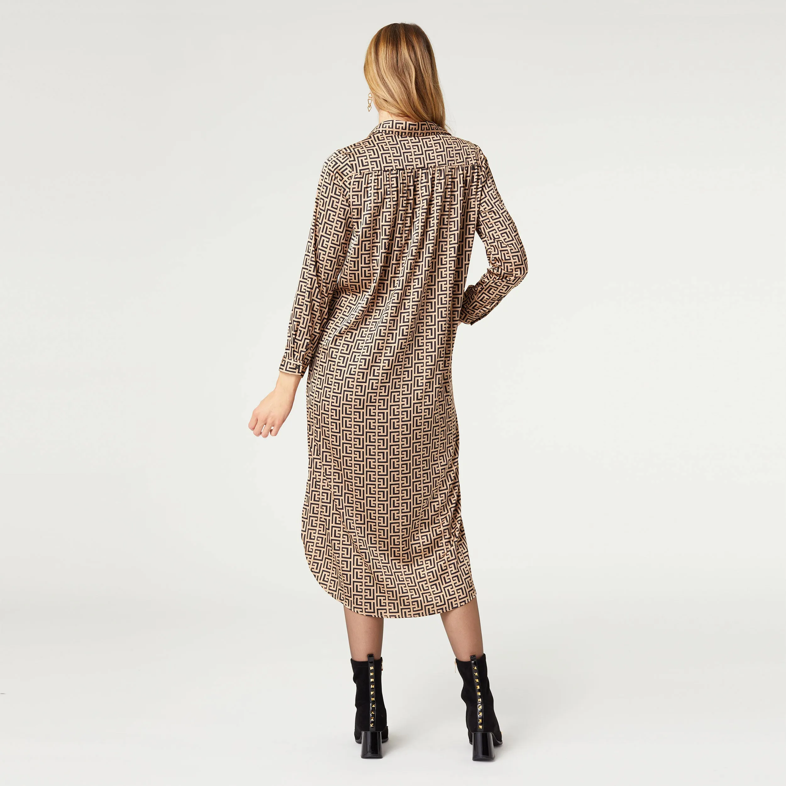 Mylah Button Down Maxi Dress - Taupe/Black - Final Sale
