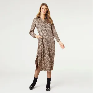 Mylah Button Down Maxi Dress - Taupe/Black - Final Sale
