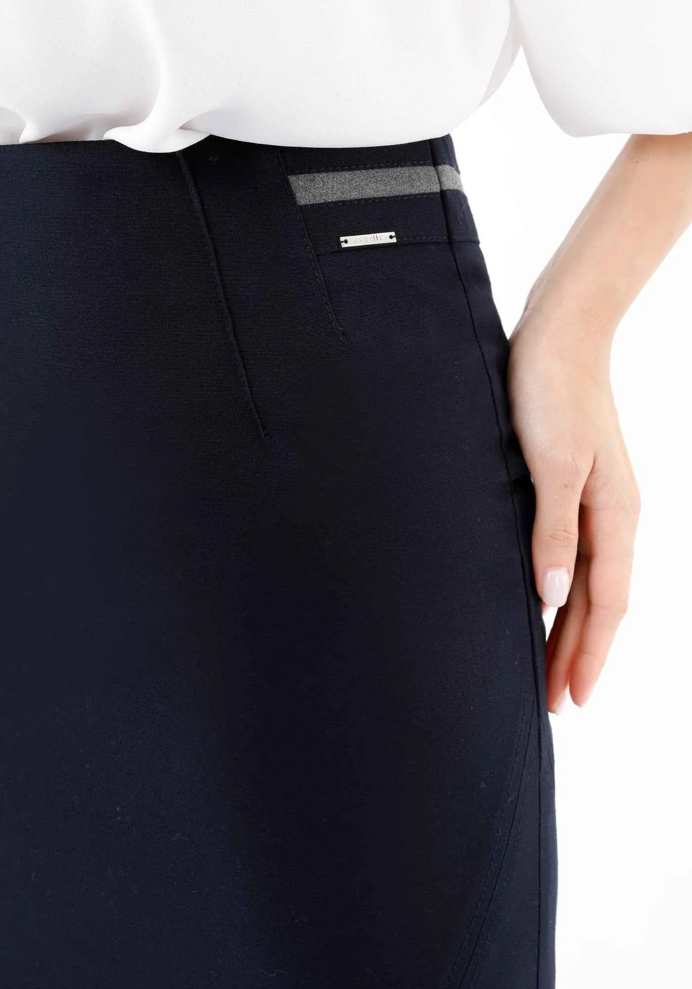 Navy Flounce A-Line Ruffle Plaid Semi Fishtail Skirt