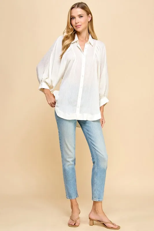 Oversized Shoulder Detail Raglan Blouse