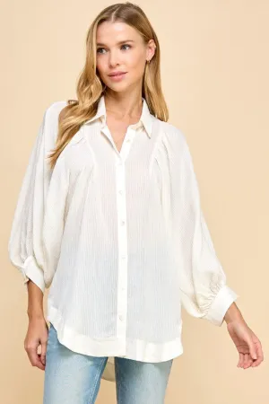 Oversized Shoulder Detail Raglan Blouse