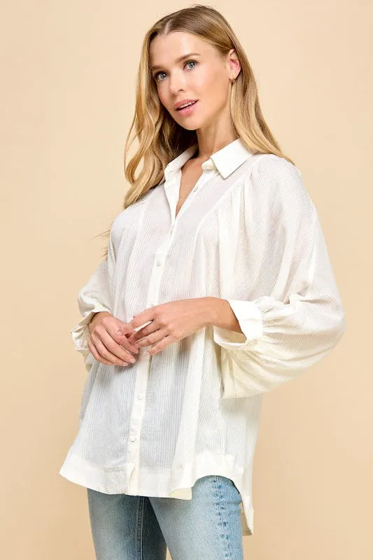 Oversized Shoulder Detail Raglan Blouse