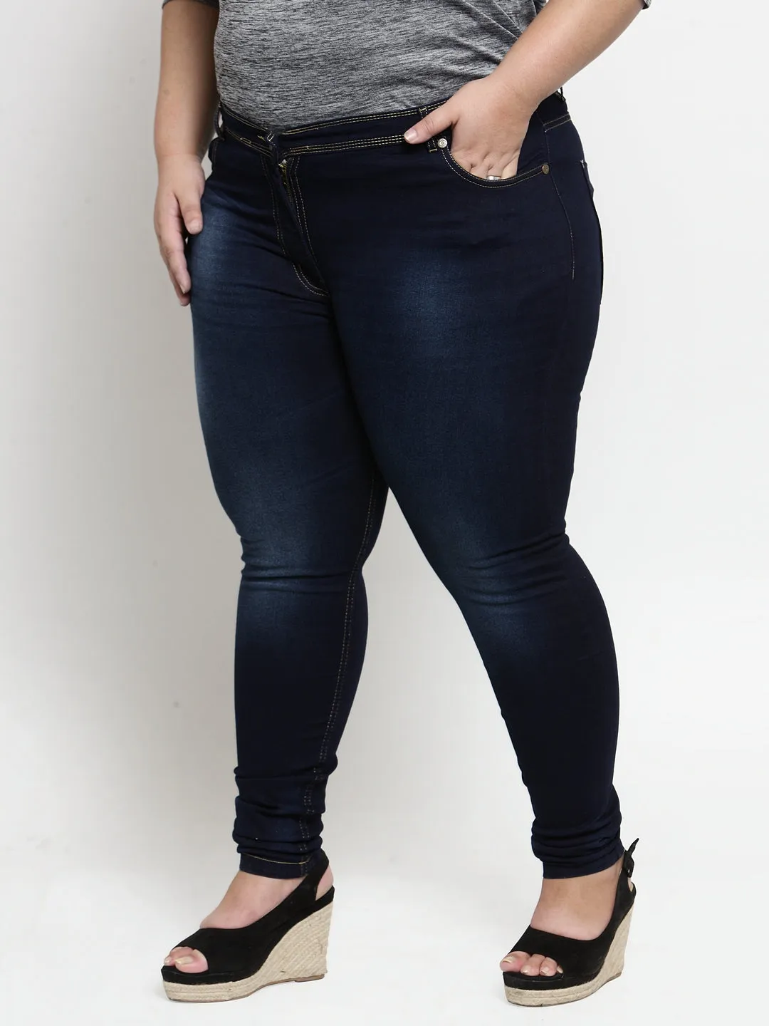 plusS Women Navy Blue Slim Fit Jeans
