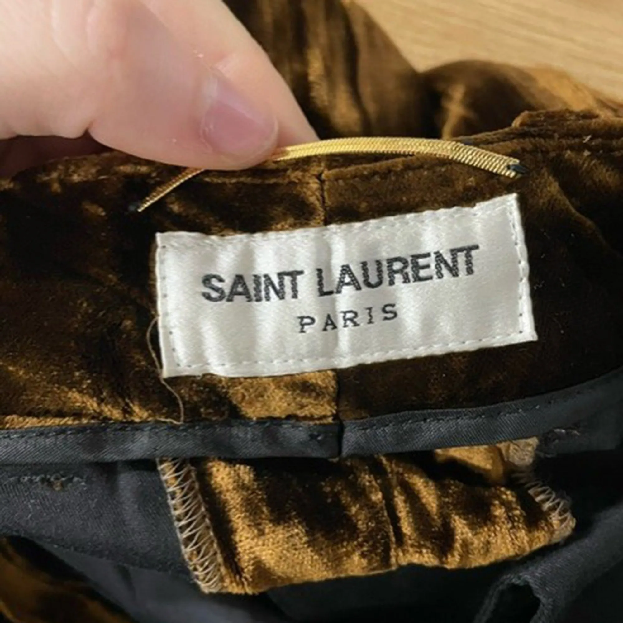 Saint Laurent Straight-Leg Trousers in Brown Velvet