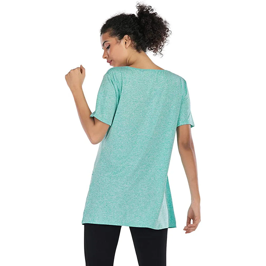 Sidiou Group Anniou Ladies UV Protection UPF 50  Fitness Yoga Sports T-shirt Running Quick-drying Short Sleeve Stretch Top