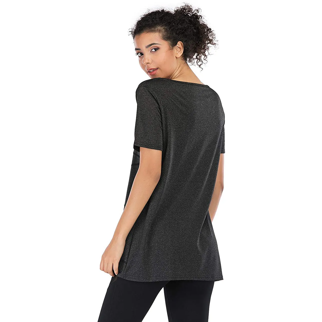 Sidiou Group Anniou Ladies UV Protection UPF 50  Fitness Yoga Sports T-shirt Running Quick-drying Short Sleeve Stretch Top