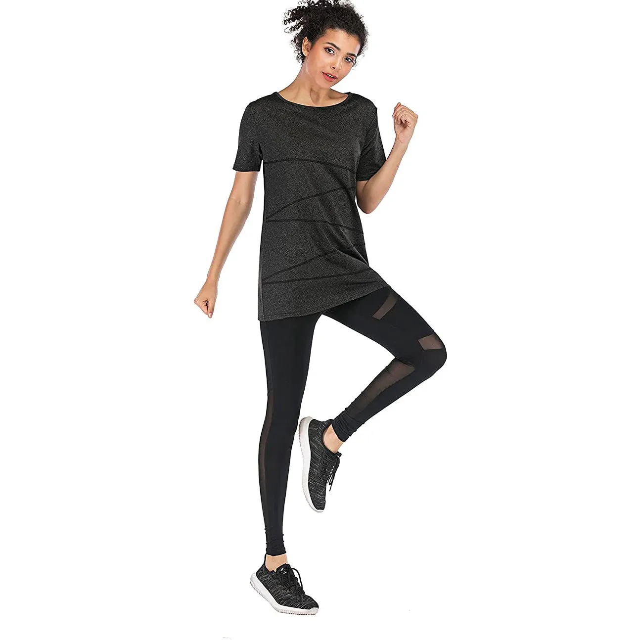 Sidiou Group Anniou Ladies UV Protection UPF 50  Fitness Yoga Sports T-shirt Running Quick-drying Short Sleeve Stretch Top