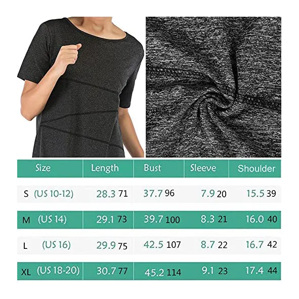 Sidiou Group Anniou Ladies UV Protection UPF 50  Fitness Yoga Sports T-shirt Running Quick-drying Short Sleeve Stretch Top