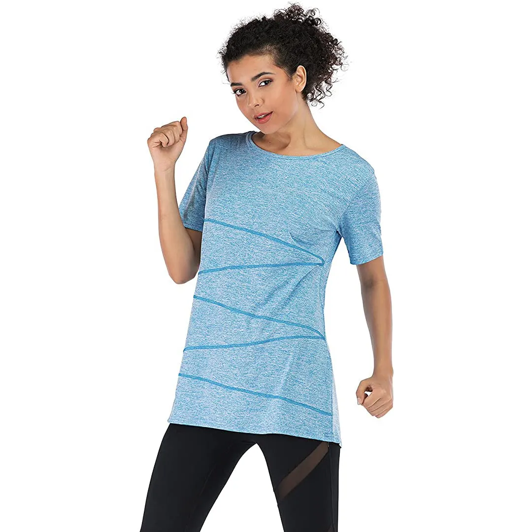 Sidiou Group Anniou Ladies UV Protection UPF 50  Fitness Yoga Sports T-shirt Running Quick-drying Short Sleeve Stretch Top