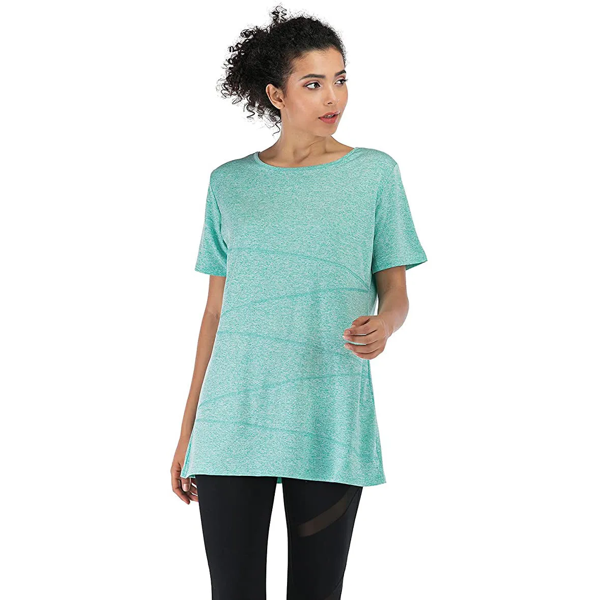 Sidiou Group Anniou Ladies UV Protection UPF 50  Fitness Yoga Sports T-shirt Running Quick-drying Short Sleeve Stretch Top