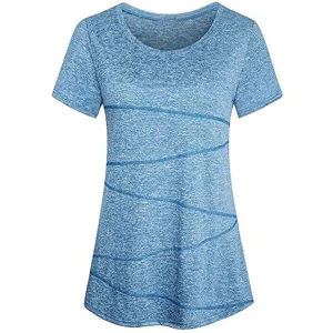 Sidiou Group Anniou Ladies UV Protection UPF 50  Fitness Yoga Sports T-shirt Running Quick-drying Short Sleeve Stretch Top