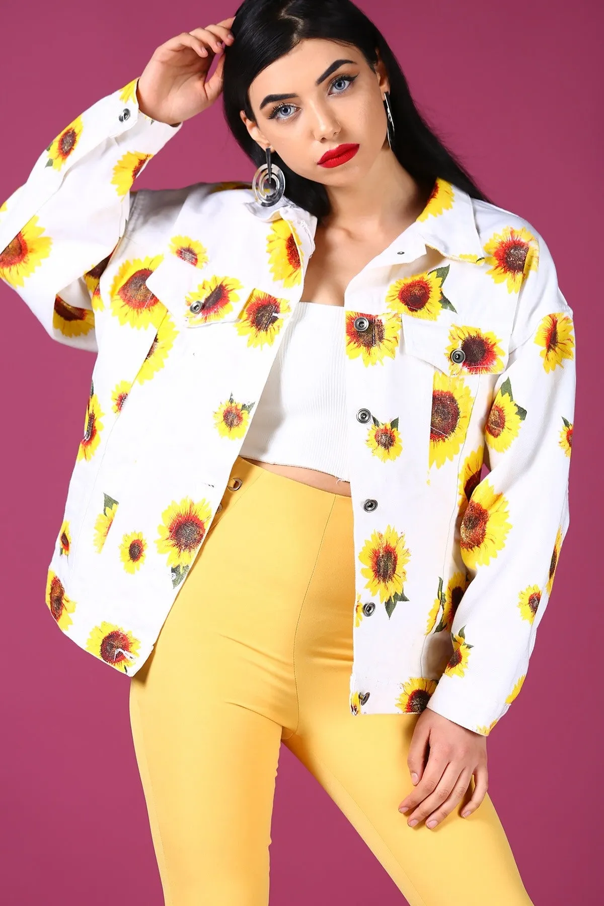 Sidiou Group Pocketed Patterned Denim Jacket