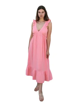 STARKx Fufu Sleeveless Ruffle Midi Dress - Geranium