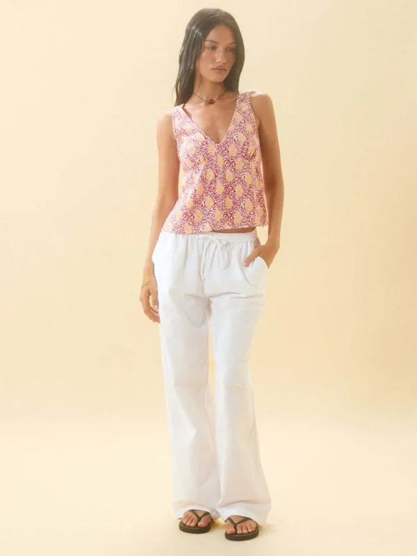 Striped loose straight-leg trousers