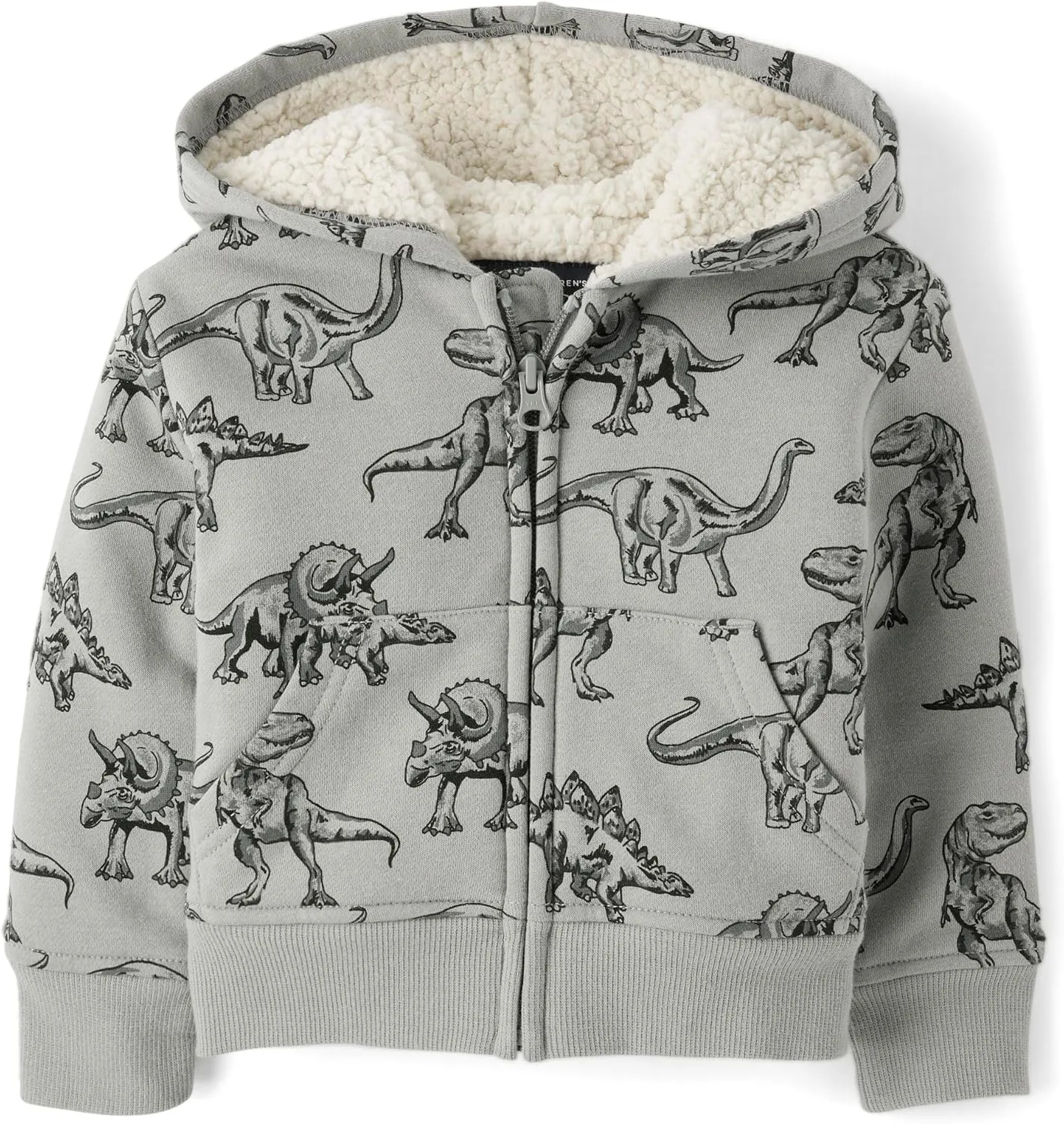 The Children's Place Baby Boys' and Toddler Long Sleeve, Sherpa Lined, Zip-Front Hoodie Sweatshirt