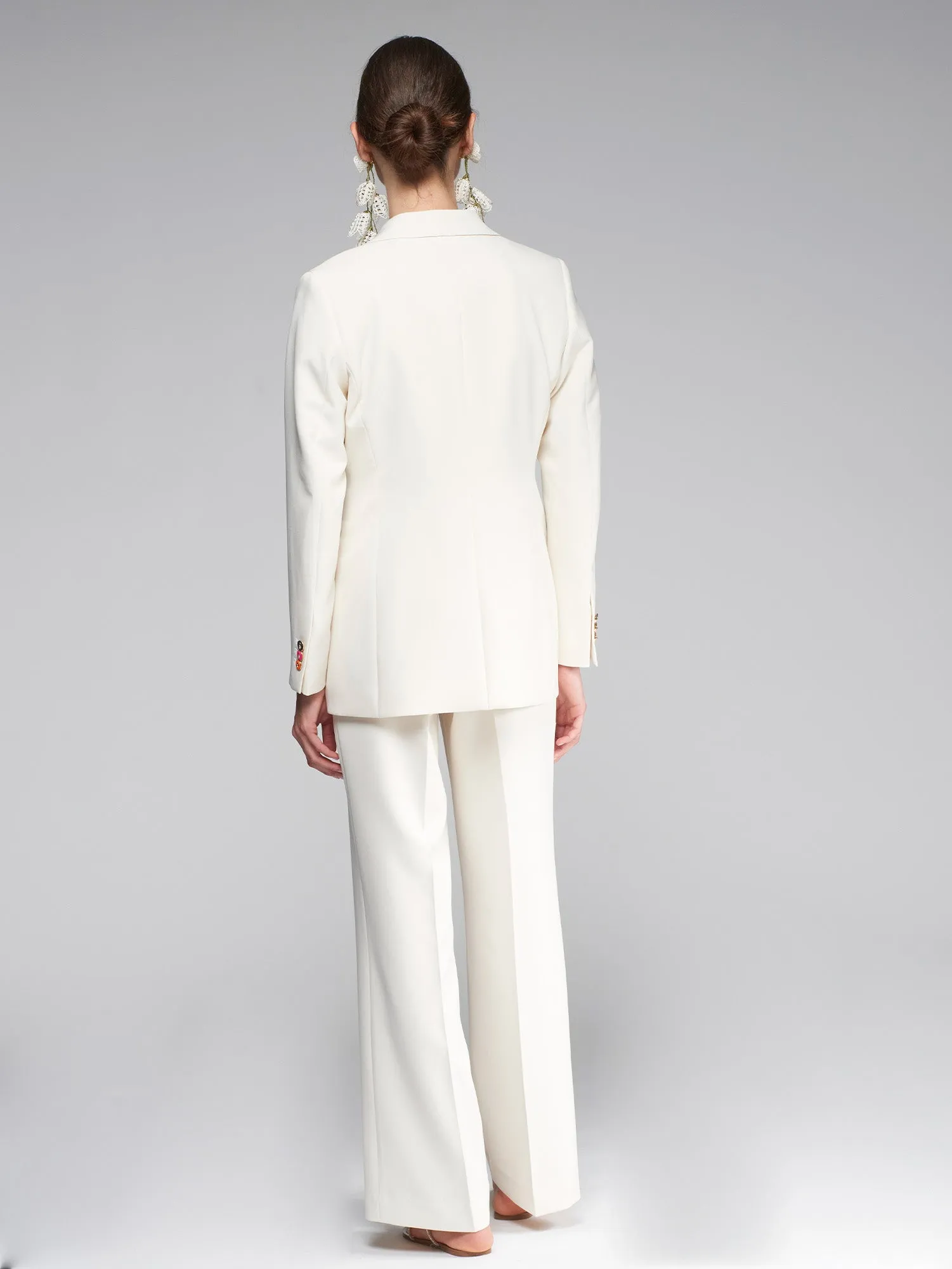 Vilagallo Cream Straight Leg Smart Trousers