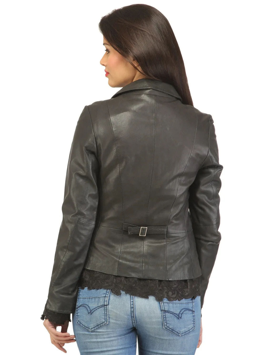 Women Leather Fitted Blazer