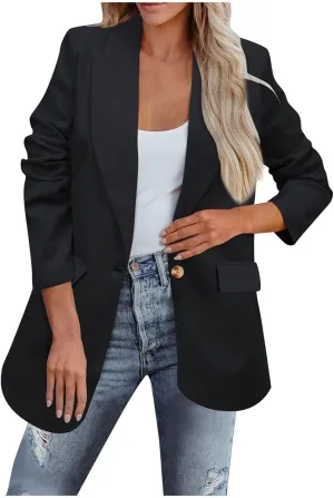 Women's Casual Blazer Casual Lapel Open Front Long Sleeve Work Office Suit Jacket Coat Blazer Dress