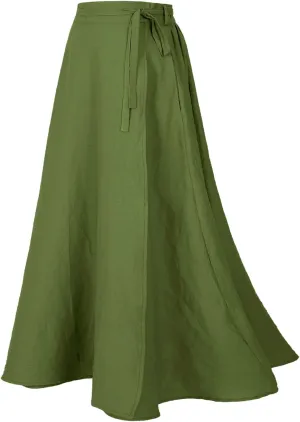 Women's Linen Wrap Skirt Casual Maxi Skirt Vintage A line Linen Skirt